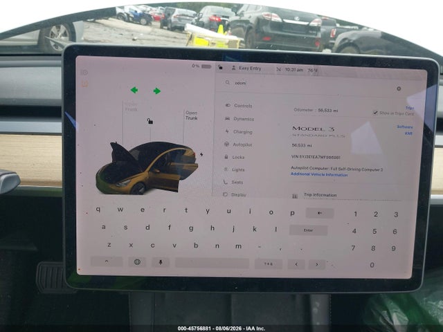 2021 Tesla Model 3 Standard Range Plus Rear-wheel Drive მანქანა იყიდება აუქციონზე, vin: 5YJ3E1EA7MF986981, აუქციონის ნომერი: 45756881