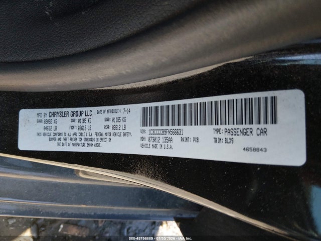 45756889 :رقم المزاد ، 1C3CCCCB9FN566631 vin ، 2015 Chrysler 200 C مزاد بيع