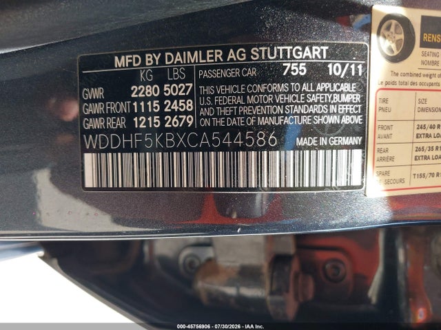 Продажа на аукционе авто 2012 Mercedes-benz E 350, vin: WDDHF5KBXCA544586, номер лота: 45756906