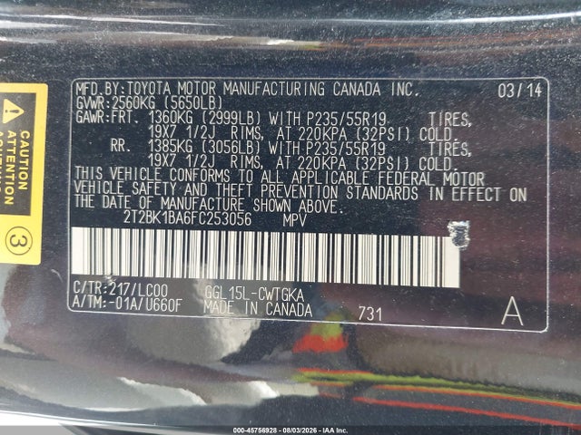 2T2BK1BA6FC253056 Lexus RX 350