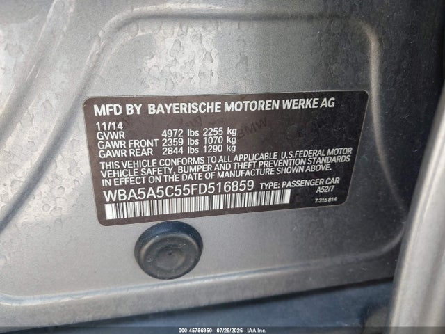 Aukcja sprzedaży 2015 Bmw 528i, vin: WBA5A5C55FD516859, numer aukcji: 45756950