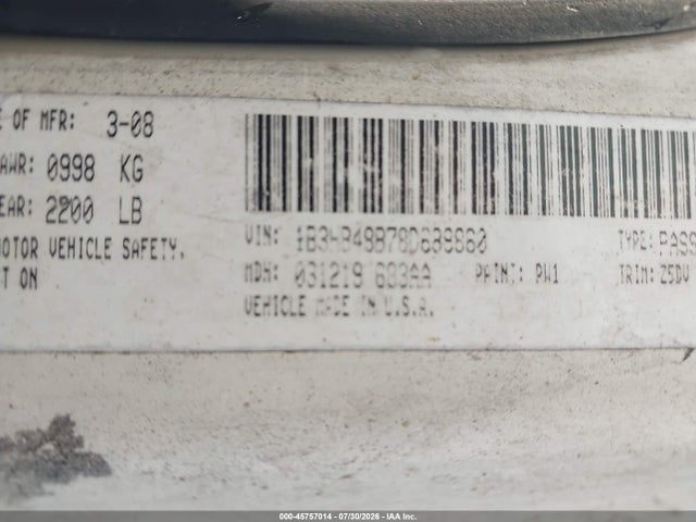 Aukcja sprzedaży 2008 Dodge Caliber Se, vin: 1B3HB28B88D653177, numer aukcji: 45757014