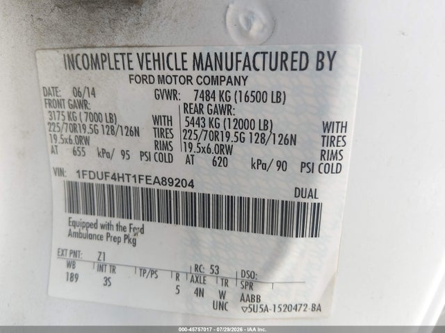 Продажа на аукционе авто 2015 Ford F-450 Chassis Xlt, vin: 1FDUF4HT1FEA89204, номер лота: 45757017