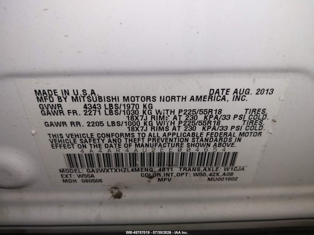 Продаж на аукціоні авто 2014 Mitsubishi Outlander Sport Se, vin: 4A4AR4AU2EE004654, номер лоту: 45757019