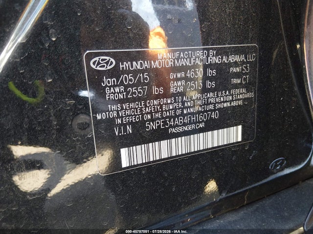 5NPE34AB4FH160740 Hyundai Sonata Sport 2.0t