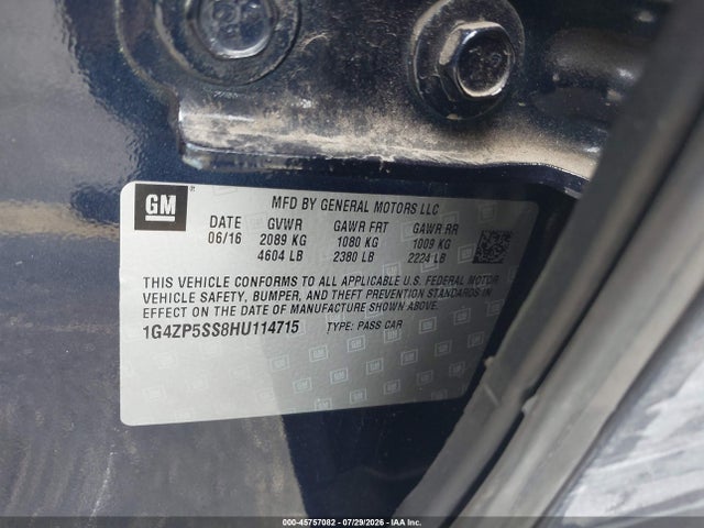 45757082 :رقم المزاد ، 1G4ZP5SS8HU114715 vin ، 2017 Buick Lacrosse Essence مزاد بيع
