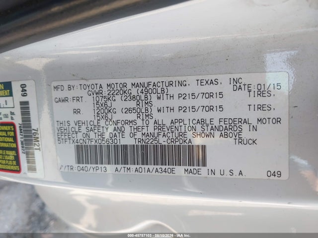 5TFTX4CN7FX056301 Toyota Tacoma
