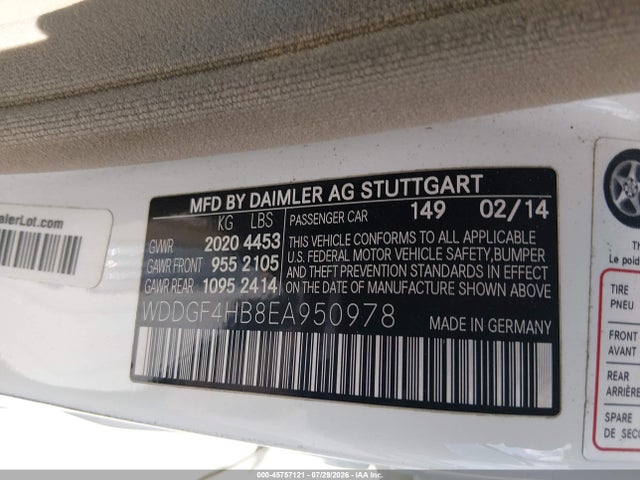 Aukcja sprzedaży 2014 Mercedes-benz C 250 Sport, vin: WDDGF4HB8EA950978, numer aukcji: 45757121