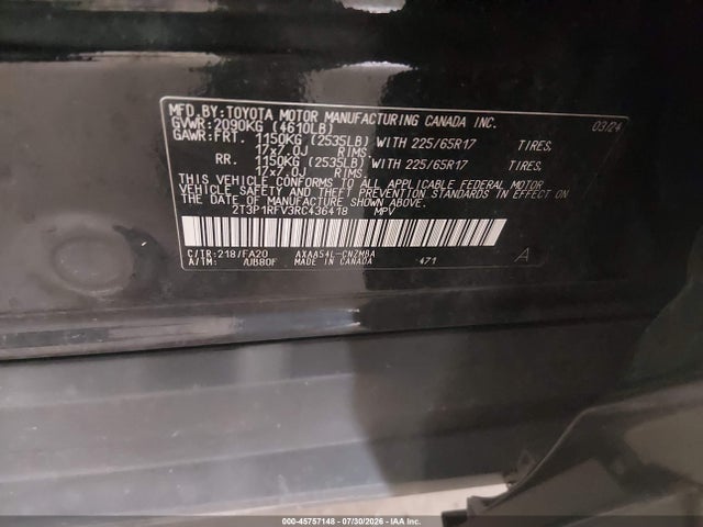 Aukcja sprzedaży 2024 Toyota Rav4 Xle, vin: 2T3P1RFV3RC436418, numer aukcji: 45757148