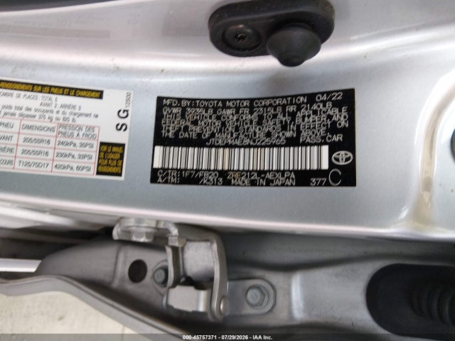 Продажа на аукционе авто 2022 Toyota Corolla Le, vin: JTDEPMAE8NJ225965, номер лота: 45757371
