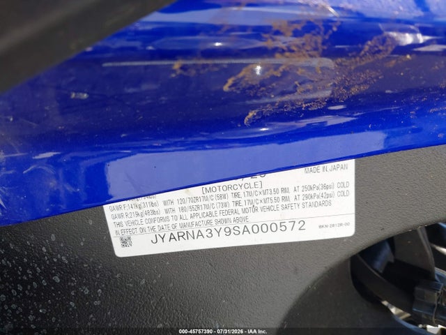 Продаж на аукціоні авто 2025 Yamaha Yzf890 C, vin: JYARNA3Y9SA000572, номер лоту: 45757390