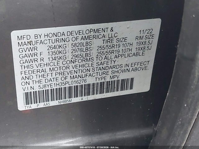 Продаж на аукціоні авто 2023 Acura Mdx Standard, vin: 5J8YE1H35PL016276, номер лоту: 45757418