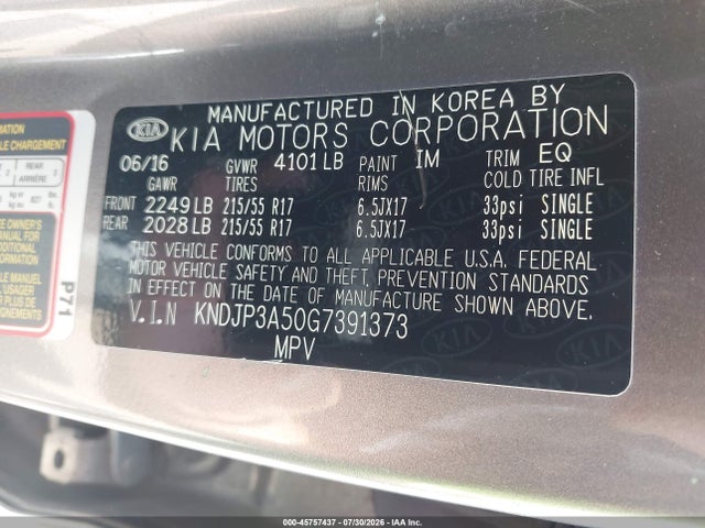 Продажа на аукционе авто 2016 Kia Soul +, vin: KNDJP3A50G7391373, номер лота: 45757437