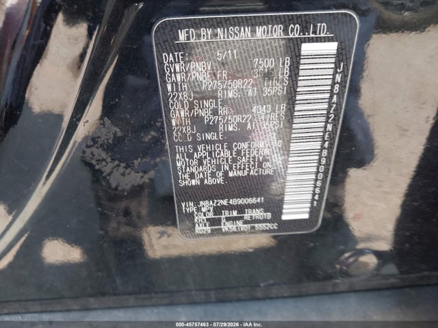 Aukcja sprzedaży 2011 Infiniti Qx56, vin: JN8AZ2NE4B9006641, numer aukcji: 45757463