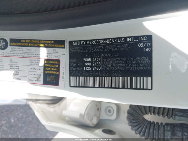 Продаж на аукціоні авто 2017 Mercedes-benz C 300, vin: 55SWF4JB9HU231362, номер лоту: 45757467