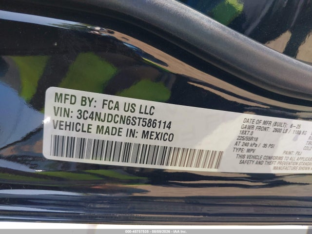 45757535 :رقم المزاد ، 3C4NJDCN6ST586114 vin ، 2025 Jeep Compass Limited 4x4 مزاد بيع