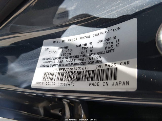 Mazda Mazda3 2.5 Turbo 2021 JM1BPBJYXM1401611 Image 9