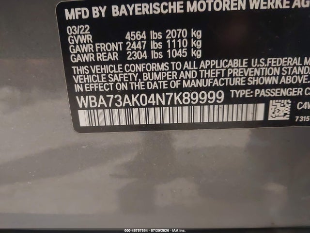 2022 Bmw 228 Gran Coupe I Xdrive მანქანა იყიდება აუქციონზე, vin: WBA73AK04N7K89999, აუქციონის ნომერი: 45757594