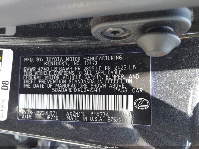 Продаж на аукціоні авто 2024 Lexus Es 300h, vin: 58ADA1C1XRU042341, номер лоту: 45757620