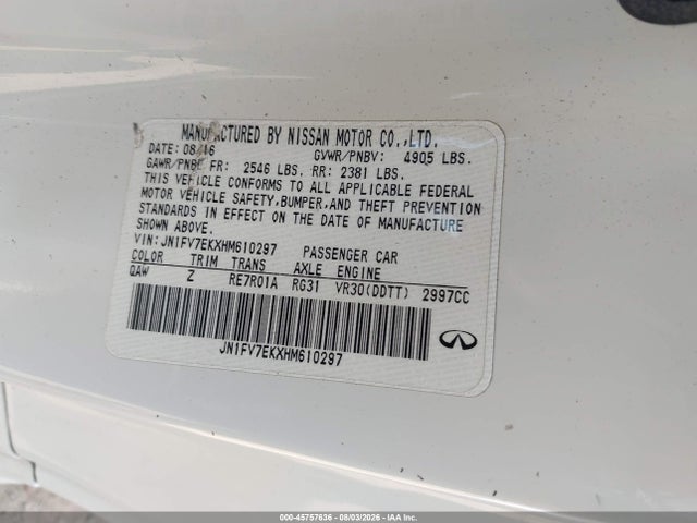 Продаж на аукціоні авто 2017 Infiniti Q60 3.0t Red Sport 400, vin: JN1FV7EKXHM610297, номер лоту: 45757636