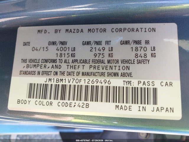 Mazda Mazda3 I Touring 2015 JM1BM1V70F1269496 Image 9