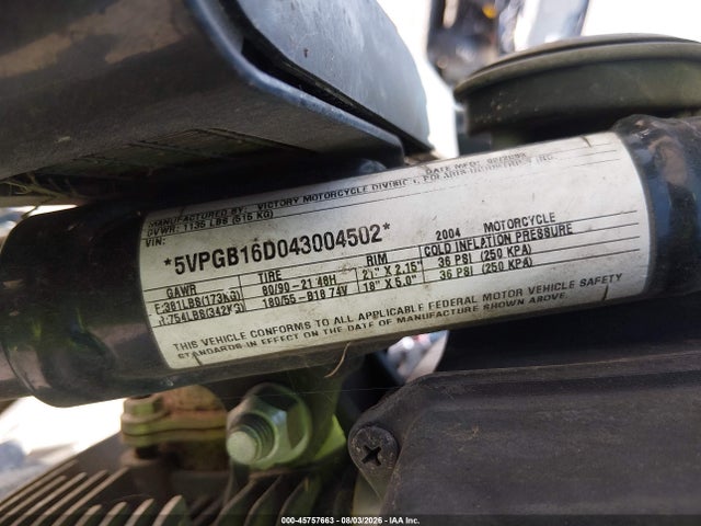Продаж на аукціоні авто 2004 Victory Motorcycles Vegas, vin: 5VPGB16D043004502, номер лоту: 45757663