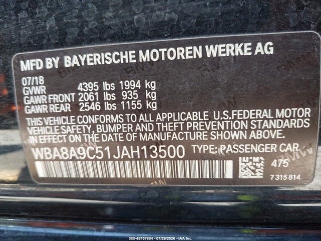 BMW 320i 2018 WBA8A9C51JAH13500 Image 9