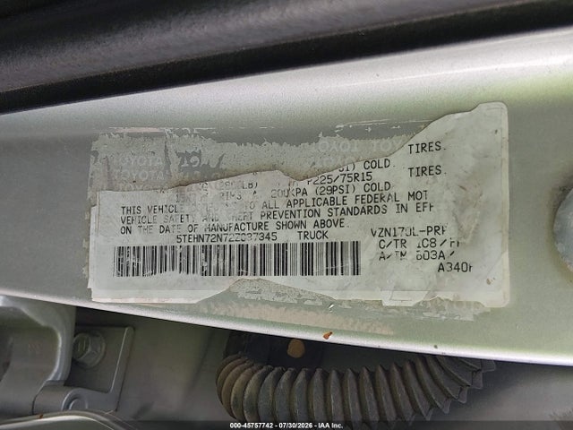 Продаж на аукціоні авто 2002 Toyota Tacoma Base V6, vin: 5TEHN72N72Z037345, номер лоту: 45757742