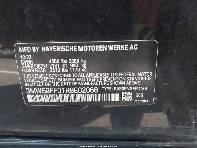 Продаж на аукціоні авто 2024 Bmw 330i, vin: 3MW69FF01R8E02068, номер лоту: 45757752