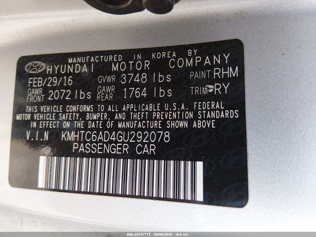 Hyundai Veloster 2016 KMHTC6AD4GU292078 Image 9
