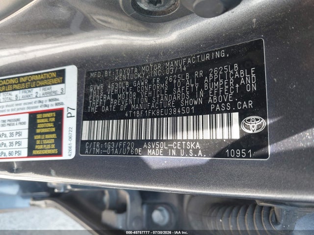 Toyota CAMRY SE 2014 4T1BF1FK8EU384501 Image 9