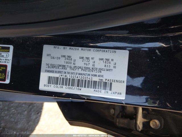 45757787 :رقم المزاد ، JM1BL1SG5A1203543 vin ، 2010 Mazda Mazda3 I Touring مزاد بيع