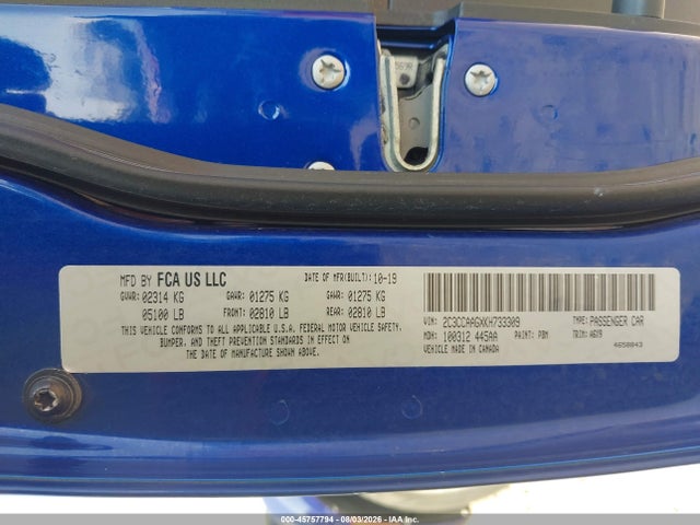 Продаж на аукціоні авто 2019 Chrysler 300 Touring, vin: 2C3CCAAGXKH733309, номер лоту: 45757794