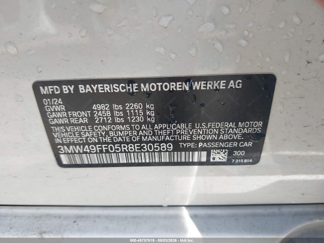 3MW49FF05R8E30589 BMW M340i M340i Xdrive