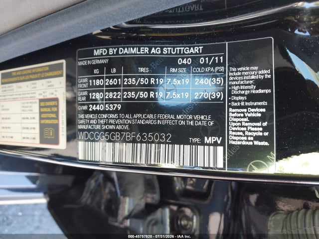 Aukcja sprzedaży 2011 Mercedes-benz Glk 350, vin: WDCGG5GB7BF635032, numer aukcji: 45757820