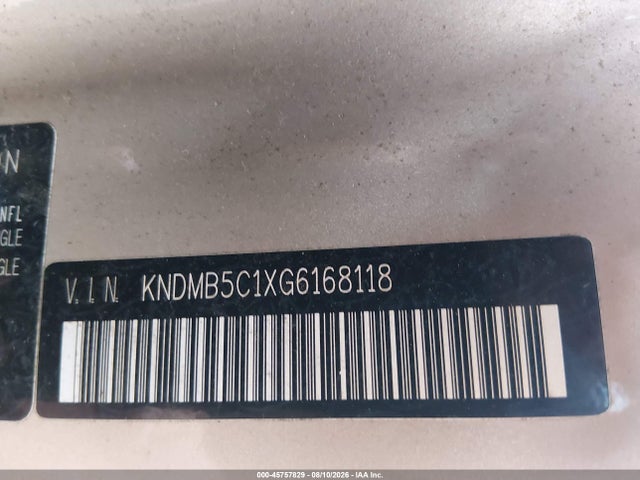 Aukcja sprzedaży 2016 Kia Sedona Lx, vin: KNDMB5C1XG6168118, numer aukcji: 45757829
