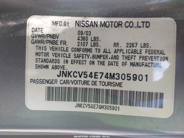 Продаж на аукціоні авто 2004 Infiniti G35, vin: JNKCV54E74M305901, номер лоту: 45757856