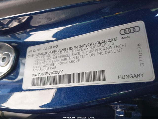 Продаж на аукціоні авто 2016 Audi A3 1.8t Premium, vin: WAUA7GFF9G1033309, номер лоту: 45757859