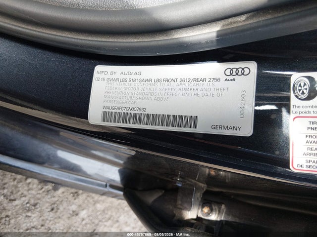 2016 Audi A6 2.0t Premium Plus მანქანა იყიდება აუქციონზე, vin: WAUGFAFC7GN007932, აუქციონის ნომერი: 45757869