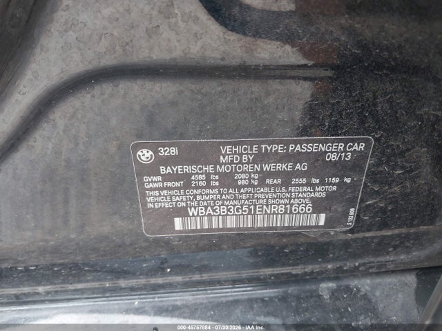 Aukcja sprzedaży 2014 Bmw 328i Xdrive, vin: WBA3B3G51ENR81666, numer aukcji: 45757884
