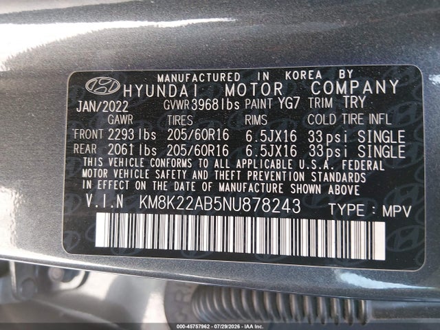 Hyundai Kona Se 2022 KM8K22AB5NU878243 Image 9