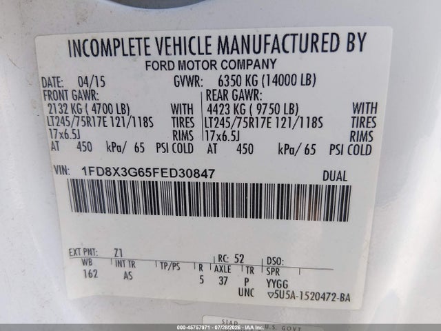 Ford F-350 Chassis Xl 2015 1FD8X3G65FED30847 Image 9
