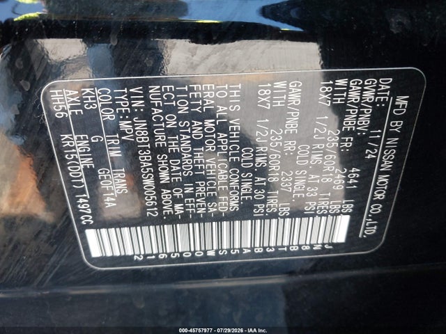 JN8BT3BA5SW005612 Nissan Rogue Sv Fwd