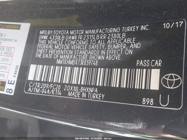 NMTKHMBX7JR039748 Toyota C-HR XLE