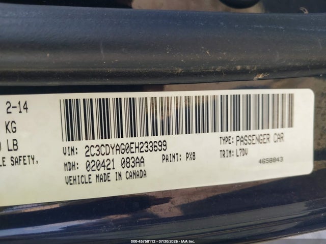 Aukcja sprzedaży 2014 Dodge Challenger Sxt, vin: 2C3CDYAG0EH233699, numer aukcji: 45758112