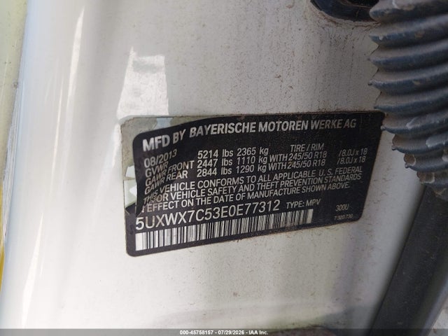 5UXWX7C53E0E77312 BMW X3 Xdrive35i