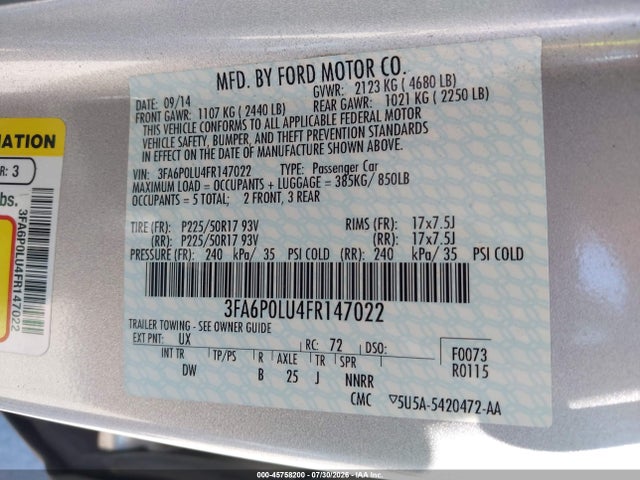 Ford Fusion Hybrid Se 2015 3FA6P0LU4FR147022 Image 9