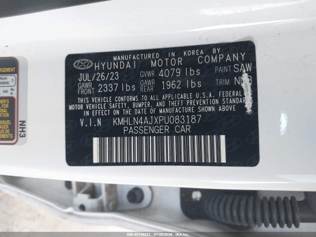 Продаж на аукціоні авто 2023 Hyundai Elantra Hybrid Limited, vin: KMHLN4AJXPU083187, номер лоту: 45758231