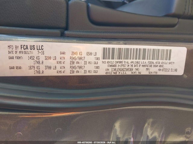 1C4RJEAG0GC505364 Jeep Grand Cherokee Laredo