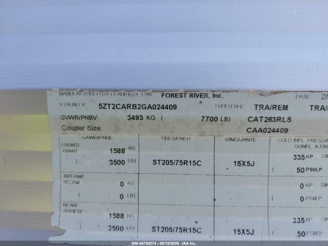 Catalina Cat263rls 2016 5ZT2CARB2GA024409 Image 9